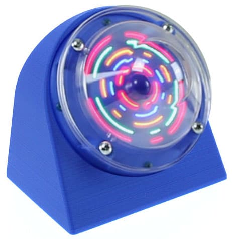 Blue spinning colorful light show toy.